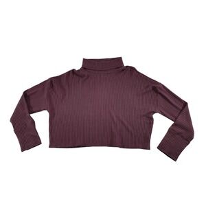 Wild Fable Purple Waffle Knit Cropped‎ Turtleneck Sweater Size L